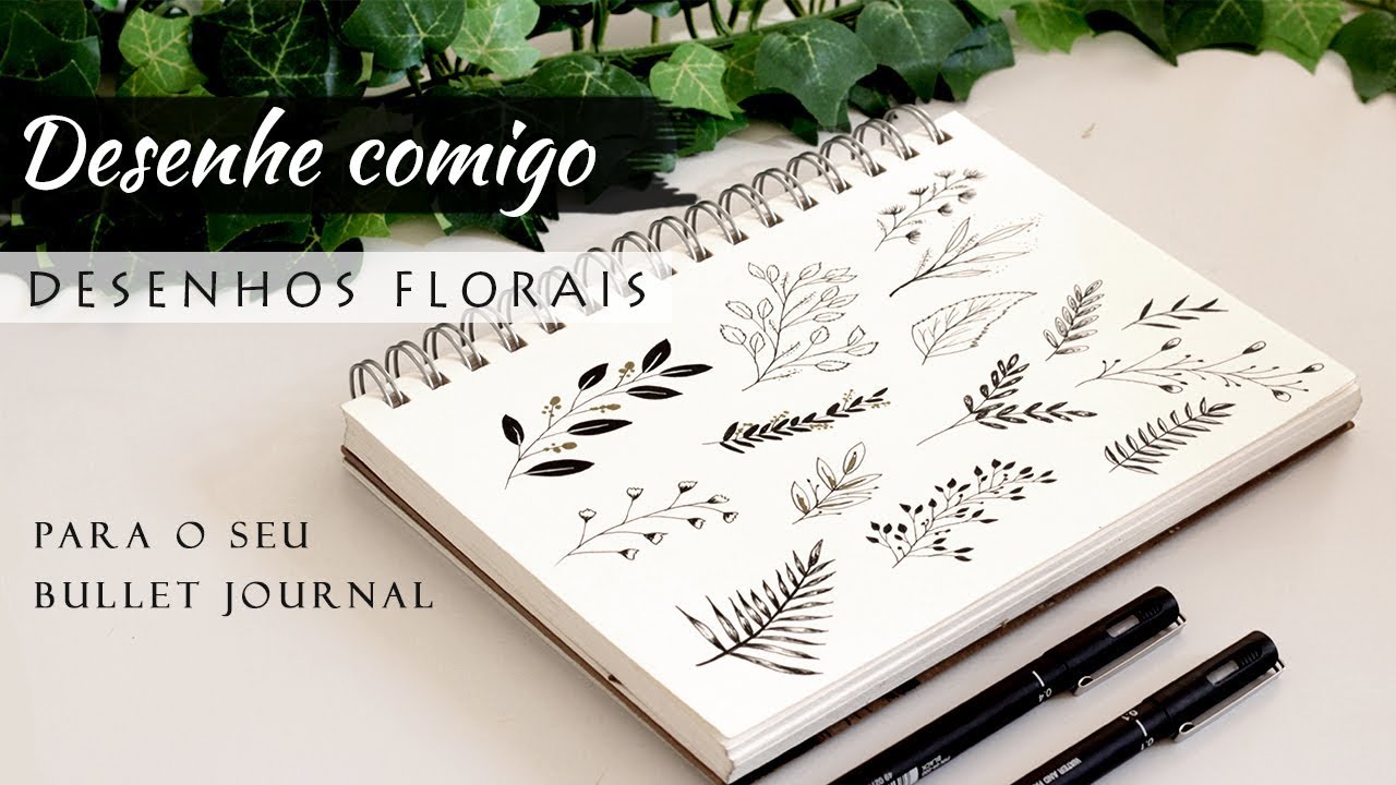 Como fazer desenhos florais para o seu Bullet Journal! 🌿🍃🌾 | Marina Araújo
