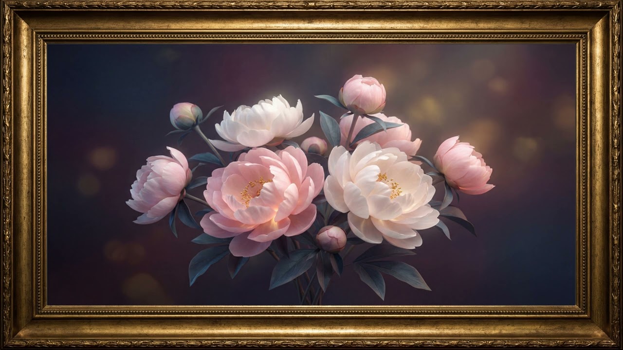 Timeless Beauty 🌸 Ultra-Realistic 3D Peony Flowers | Relaxing Art Visual frame TV Art