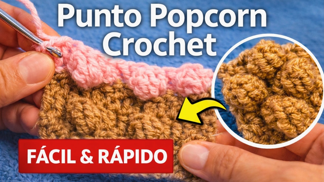 LECCION 13 Curso crochet o ganchillo: Punto Popcorn,  bodoque o garbanzo tutorial paso a paso.