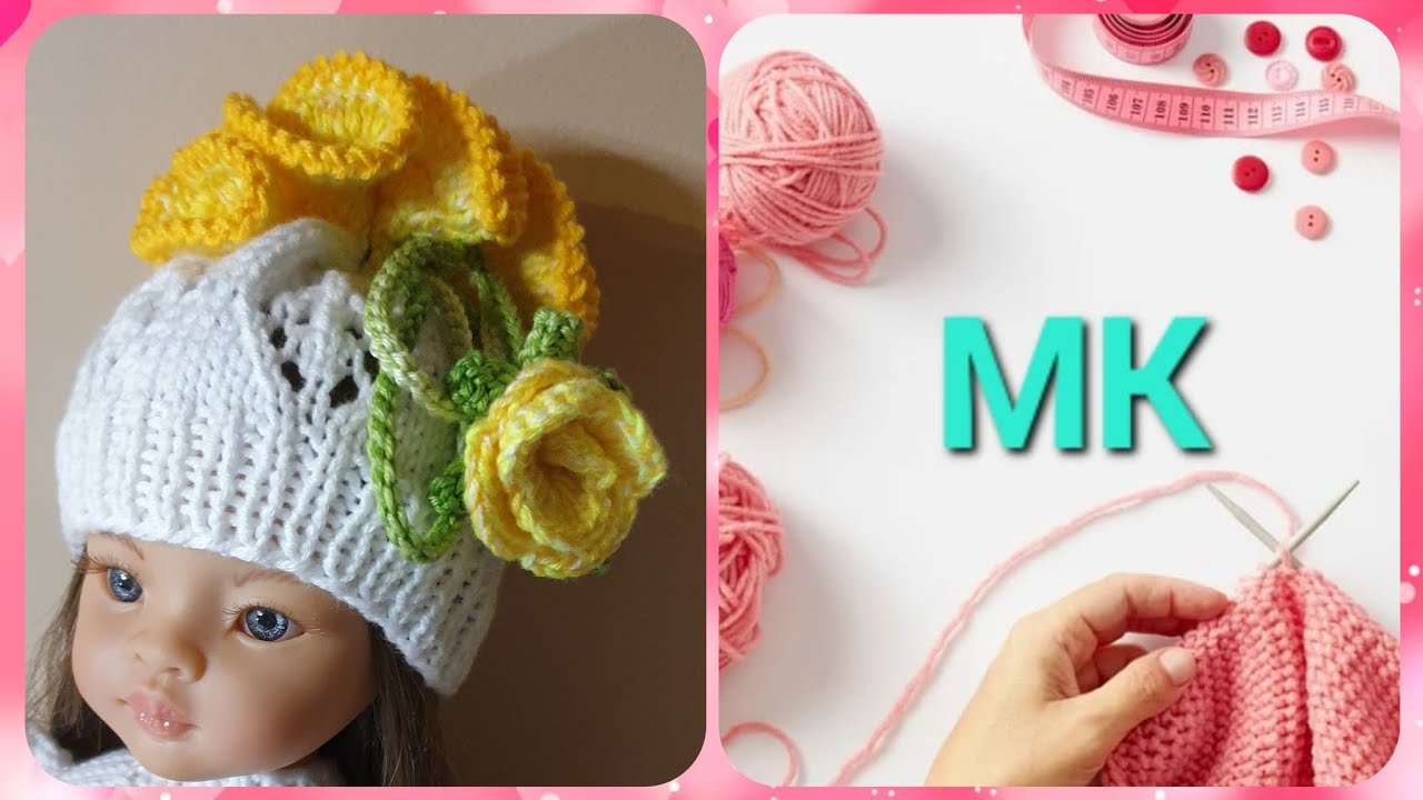 Комплект Розовые Розы* Шапочка с розой* Мастеркласс*