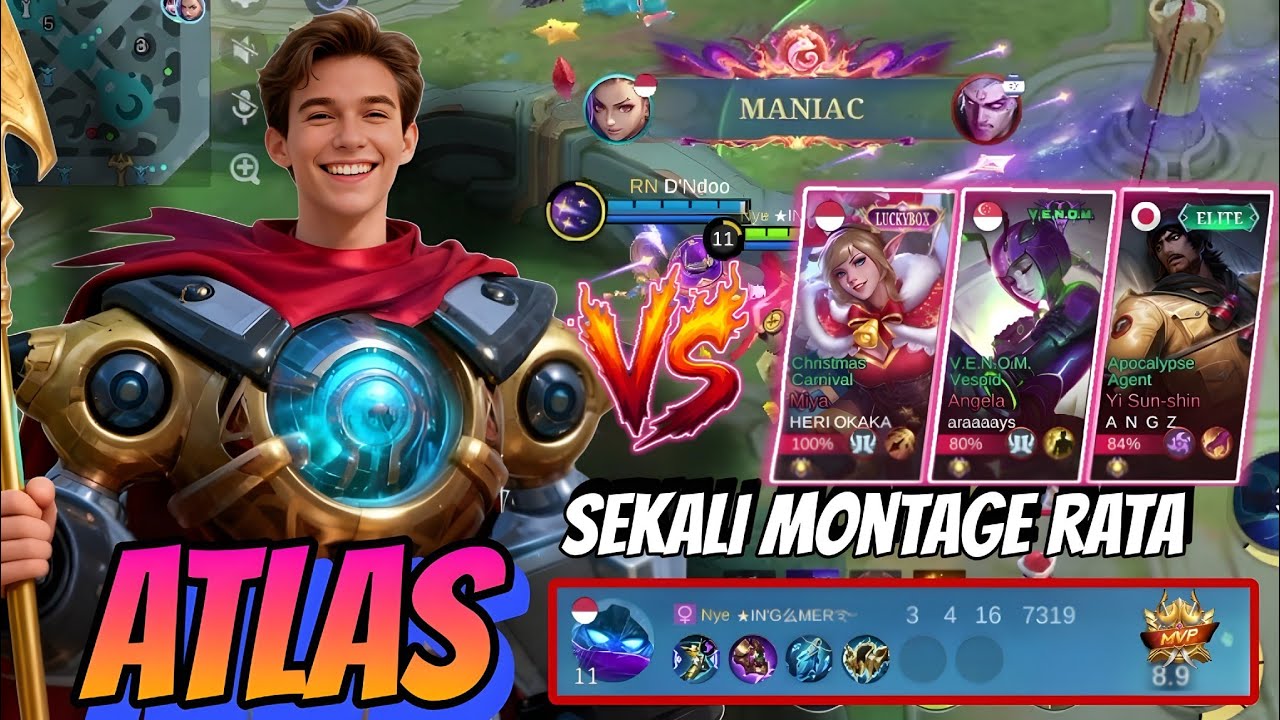 Nonstop Montage! Atlas Roamer With Build Full Tank MVP Plays! Build Top 1 Global Atlas ~ MLBB