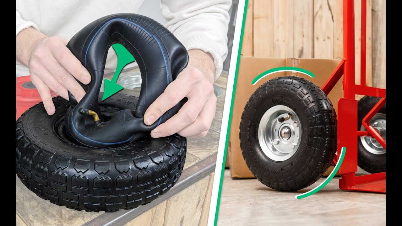 Réparer une roue de DIABLE crevée ! Pneu et chambre à air 💚🔧