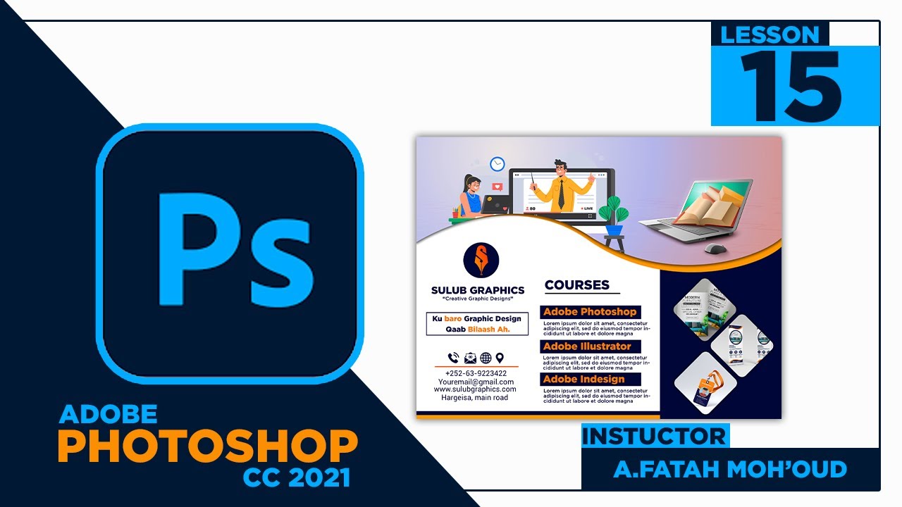 Casharkii 15aad ee adobe photoshop | Brochure design