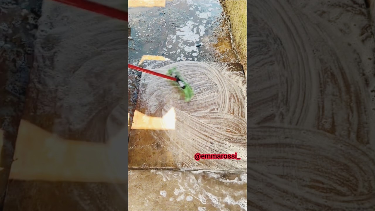 BETON JAK NOWY &ndash; PIANA I SZCZOTKA DZIAŁAJĄ MAGIA#asmrcleaning #beton #czyszczeniepianą #satysfakc...