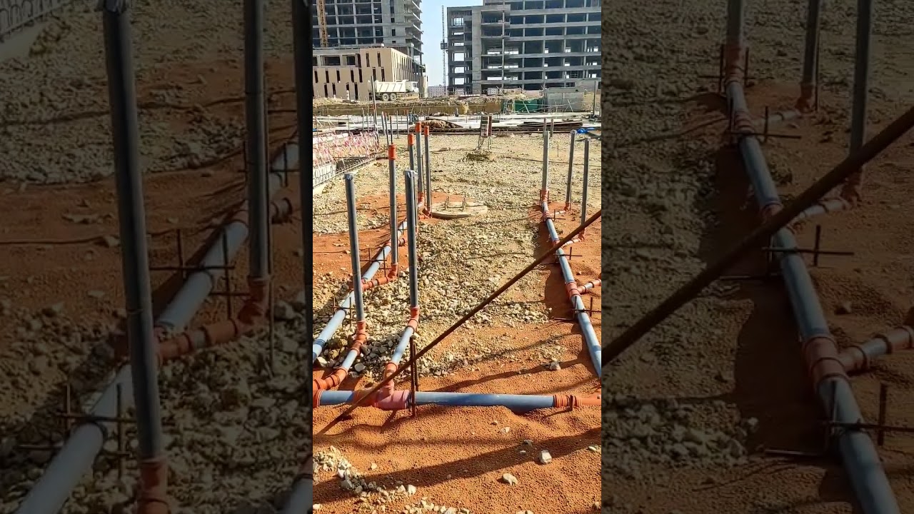 Plumbing Underground floor drain line and clean out point and weste water pipe line..