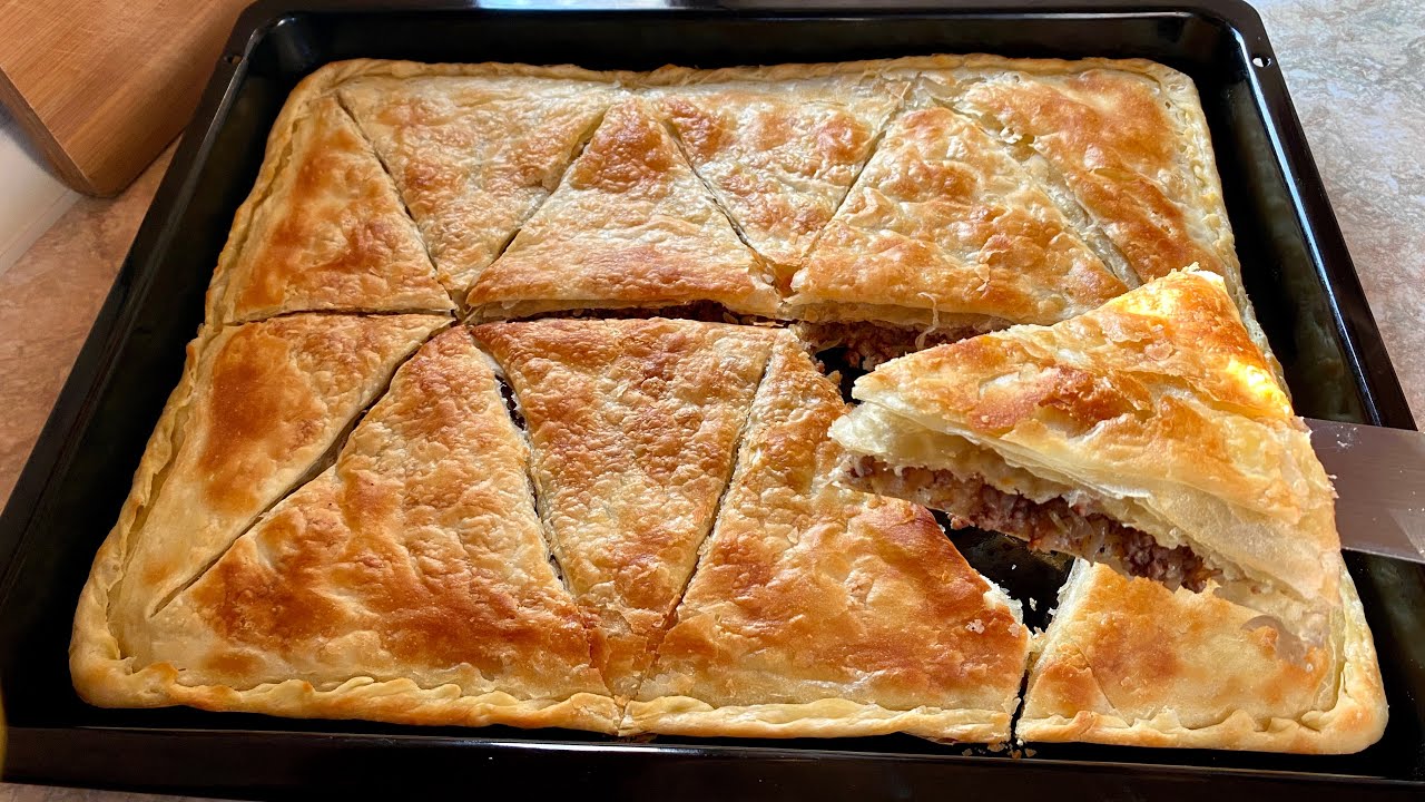 Byrek me mish me nji menyre shume e shpejte !!Kiymali pratik el acmasi borek tarifi!