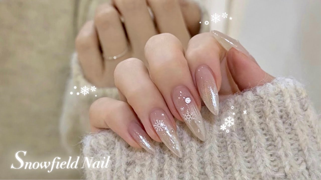 [sub] 소복소복 펼쳐진 눈밭 네일 𖢔꙳❅*.𖥧𖥧🤍* 셀프네일 | 겨울네일 | 네일아트 