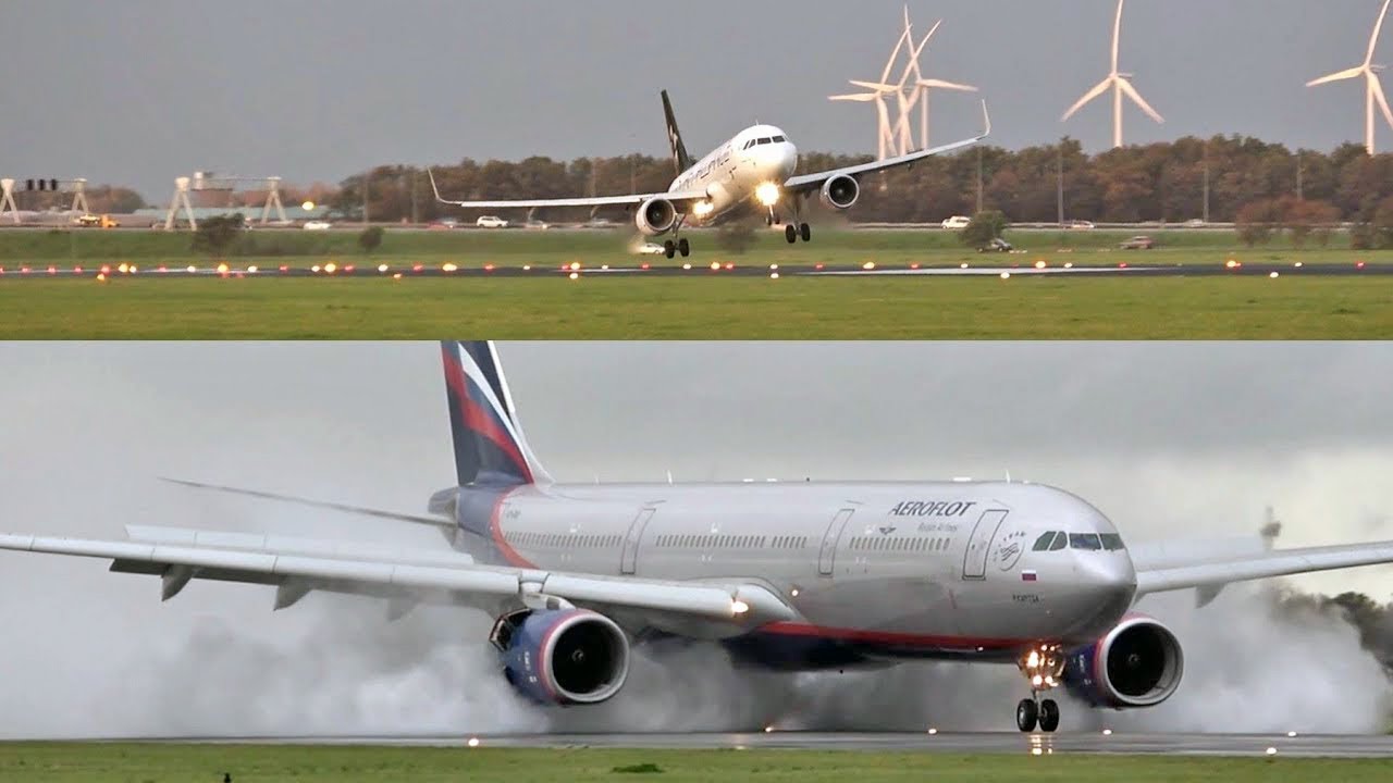 WINDY and RAINY Planespotting 2019 at AMSTERDAM Schiphol Airport