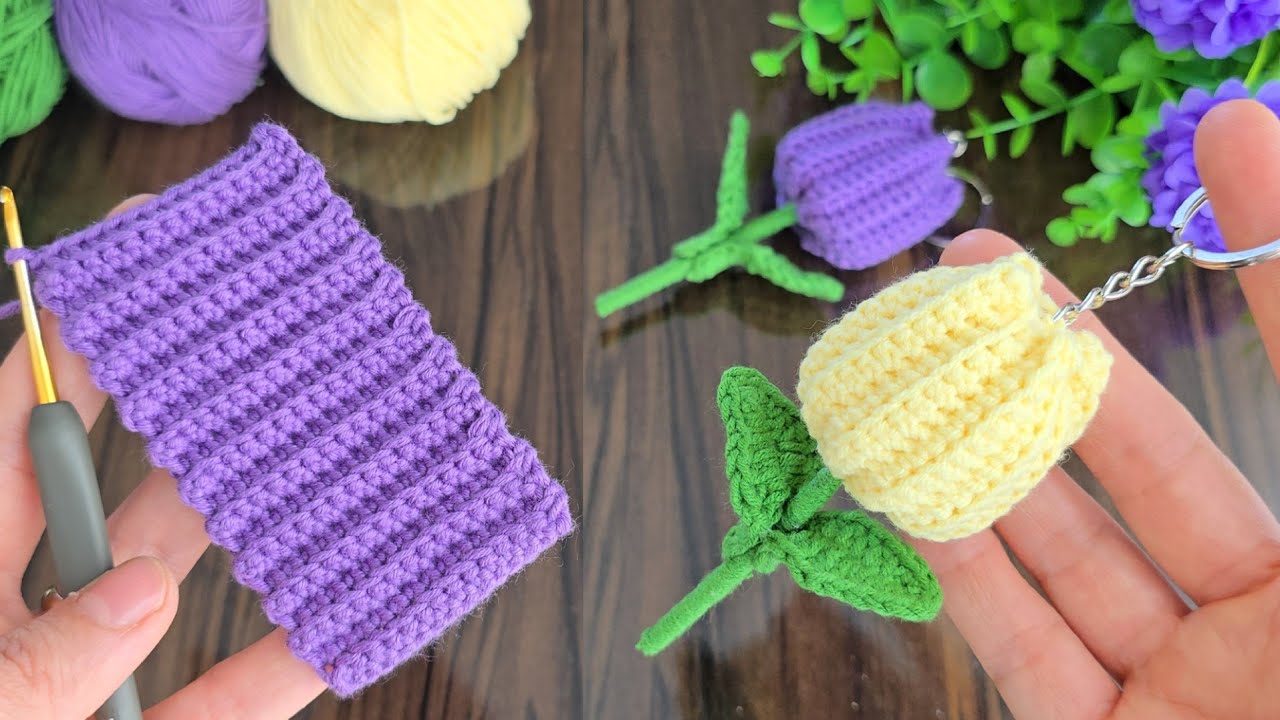 How to Crochet a Beautiful Tulip Flower Keychain | Easy & Cute Handmade Gift