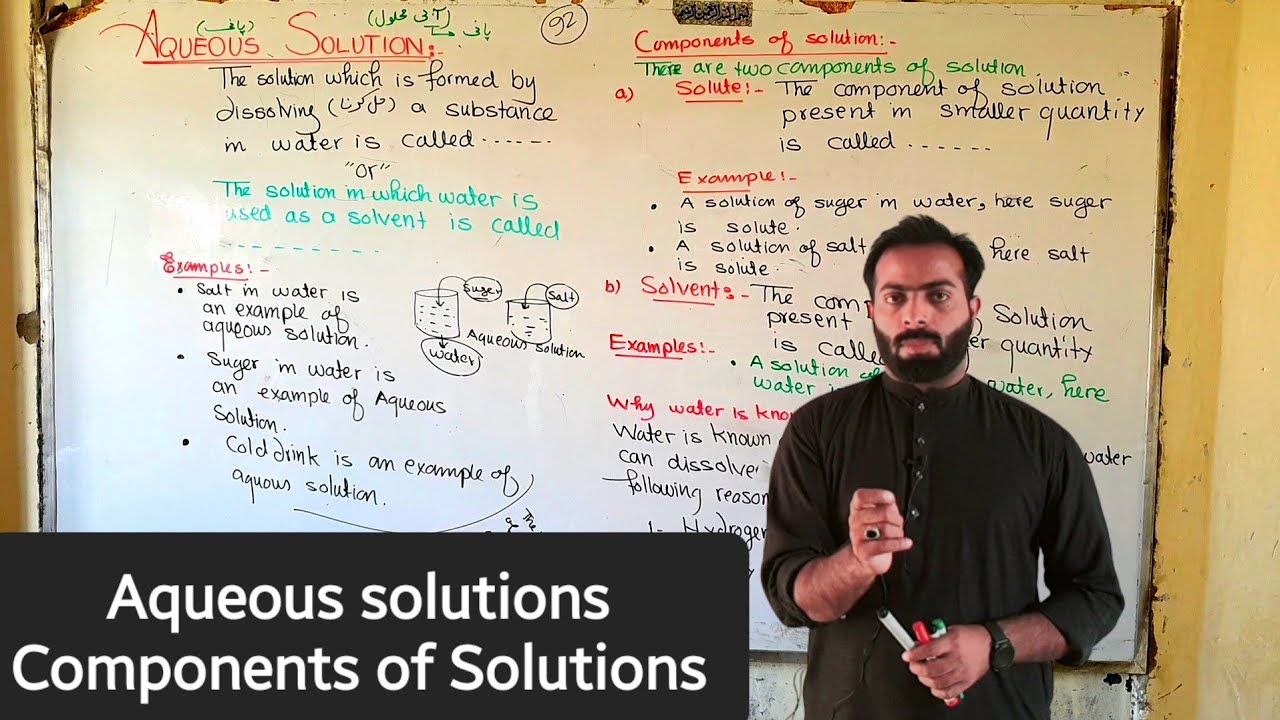 Aqueous solutions | Components of Solutions | ch#6 | 9th class chemistry