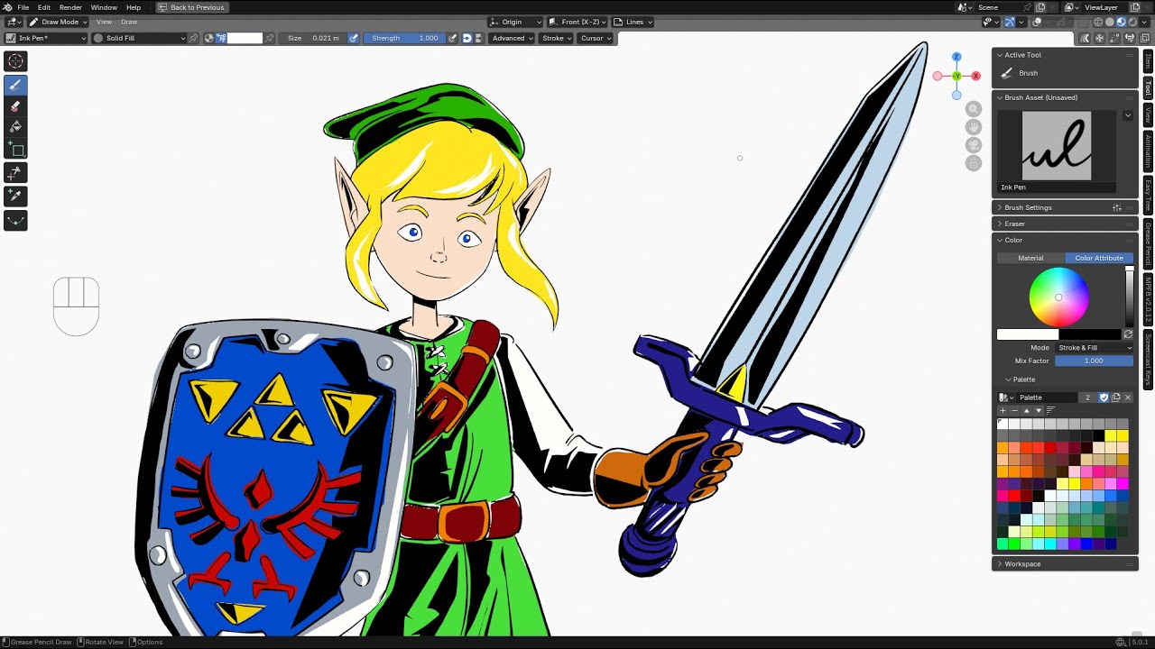 How to Draw Link from The Legend of Zelda in Real-Time (2026-02-06) #drawing #live #art
