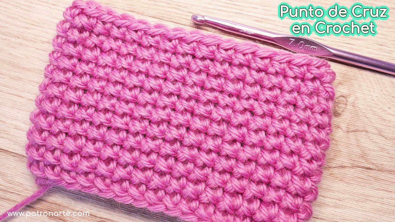 Cómo Tejer Punto de Cruz a Crochet - Ganchillo en Redondo o Punto Bajo Simple en Redondo