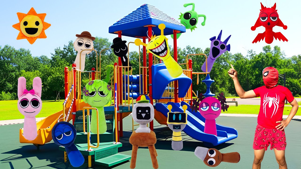 Spider Man Goes to the Park & Suddenly Finds a Bunch of Weird Sprunki! 😱