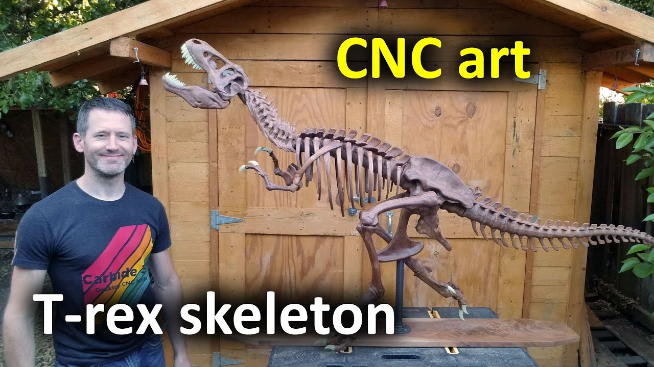 CNC carving a huge T-rex skeleton with the Shapeoko XXL