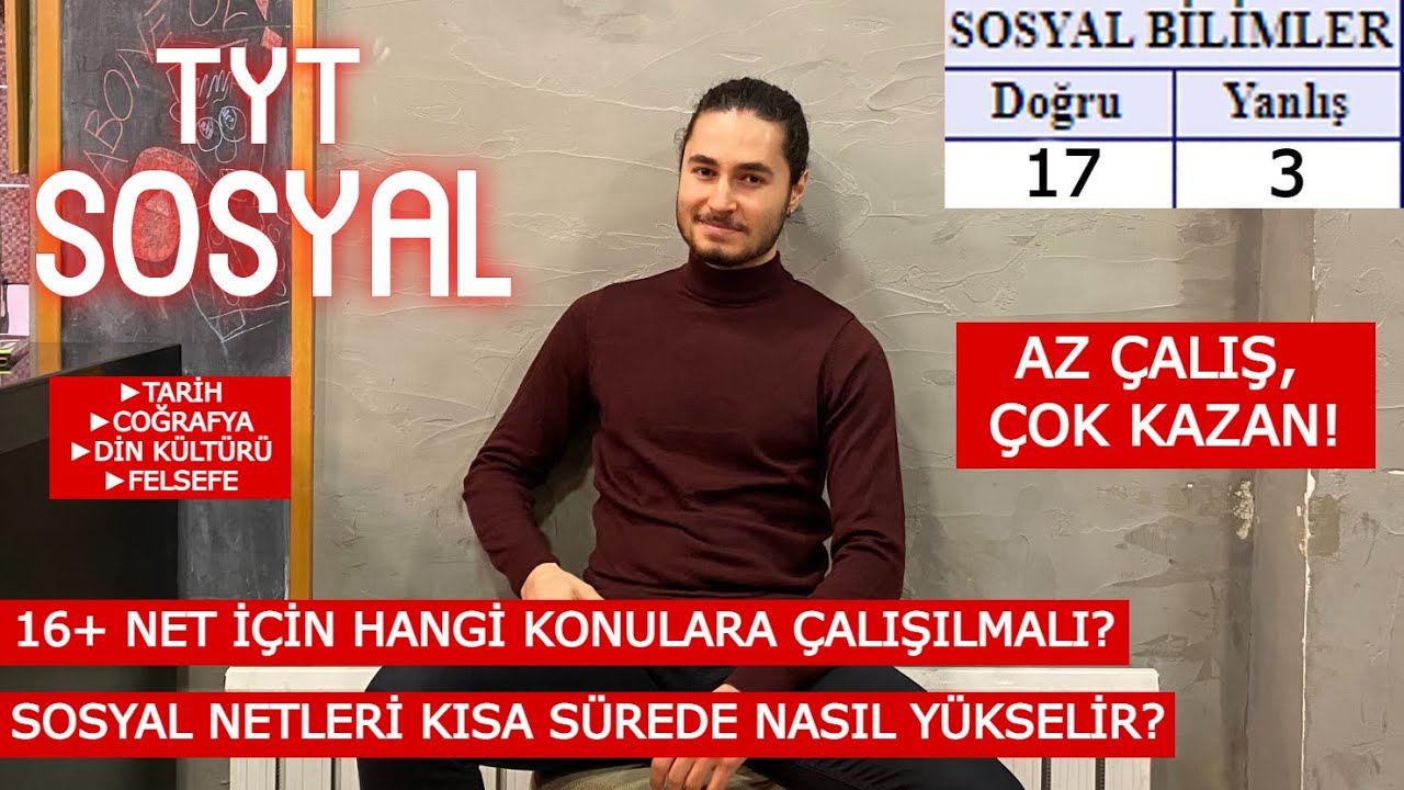 TYT SOSYAL İÇİN BUNLARI ÇALIŞ YETER! / SAYISALCILAR İÇİN TYT SOSYAL / 16+ NET / YKS TYT AYT