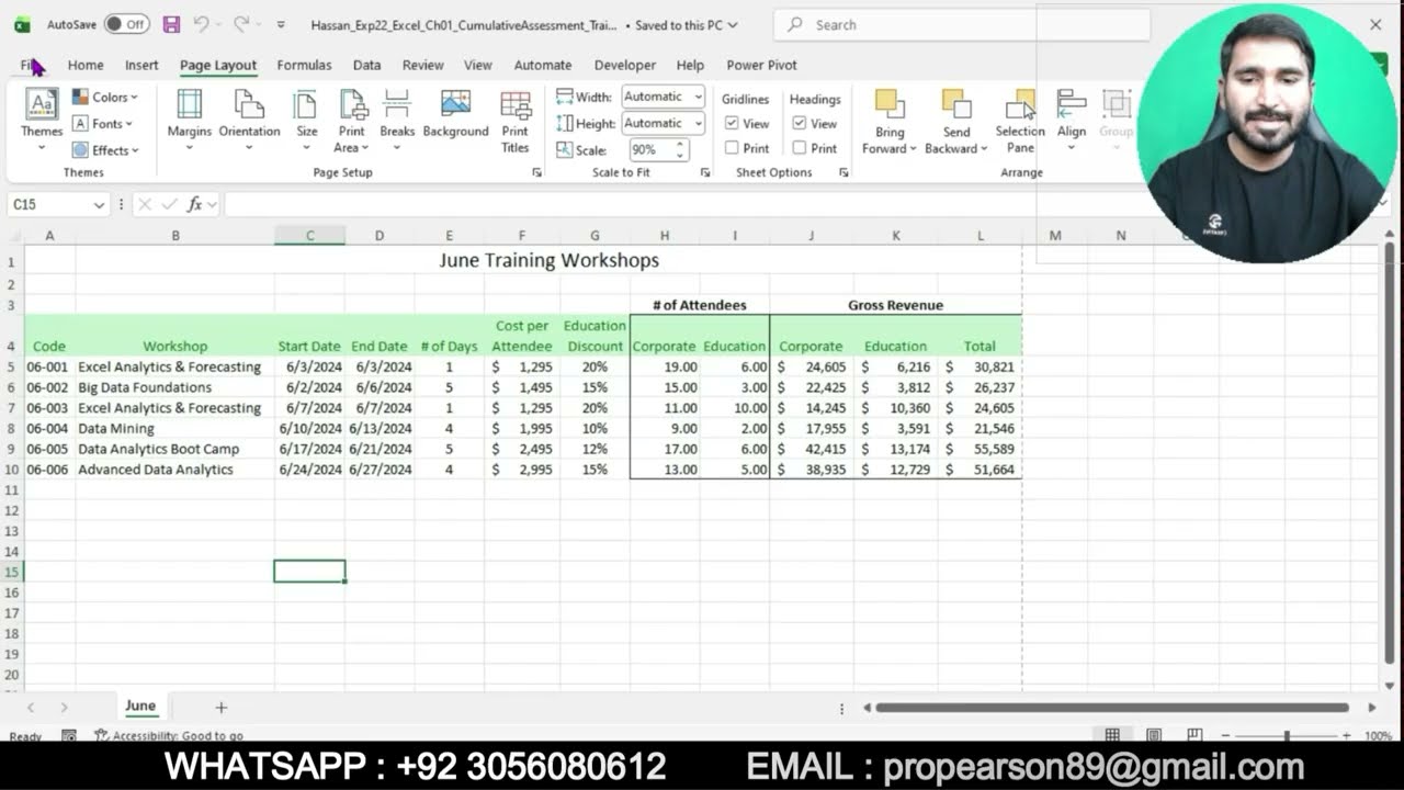 Exp22_Excel_Ch01_CumulativeAssessment | Excel Chapter 1 Cumulative Assessment - Training |Excel Ch01