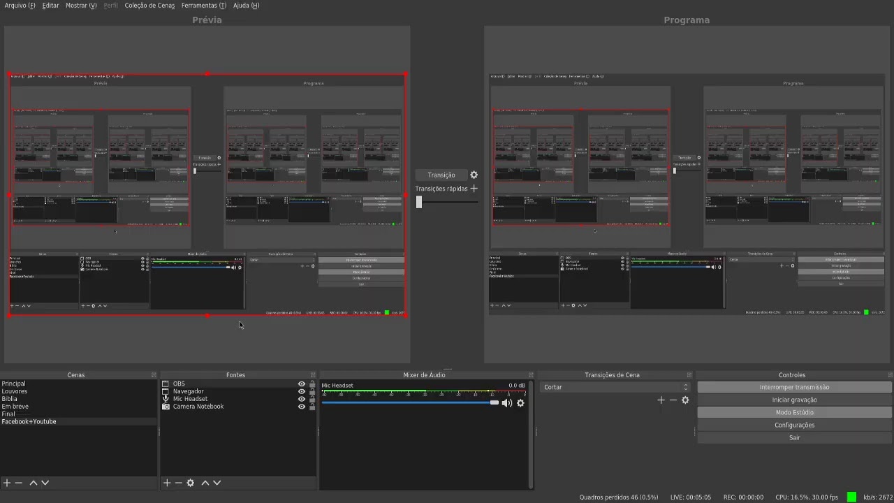 Utiliza&ccedil;&atilde;o Restream.io para Lives Facebook e Youtube