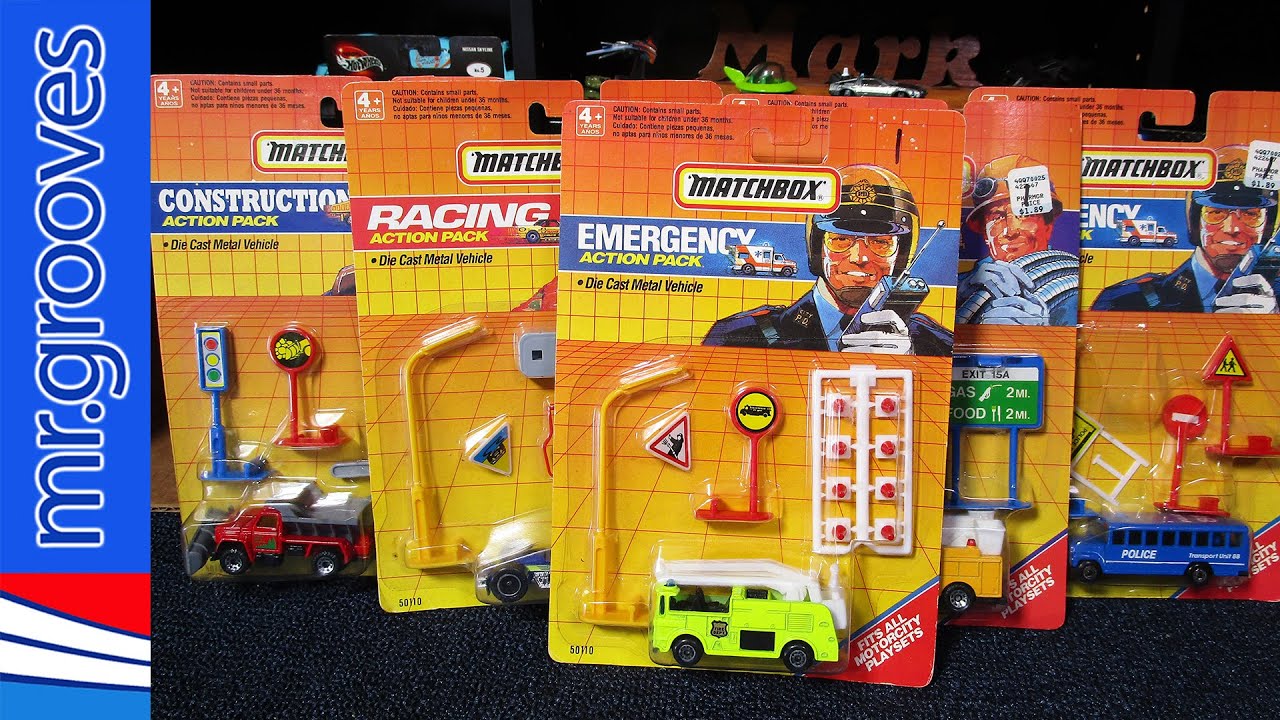 30-year old Matchbox Emergency, Construction and Racing Action Packs From 1990