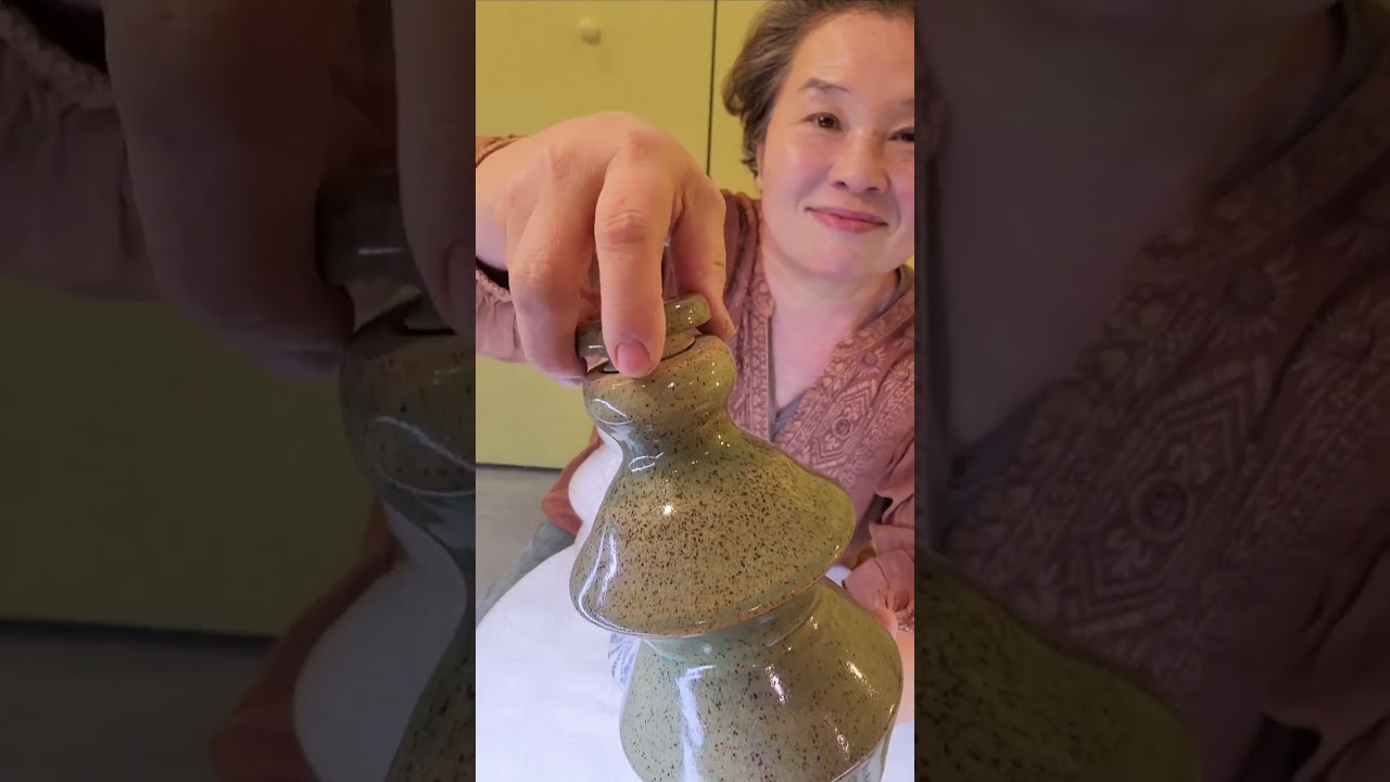 A clay screw cap jar with  new glaze,Just out of kiln.#Magic #Ceramic#pottery#glaze#art#jar