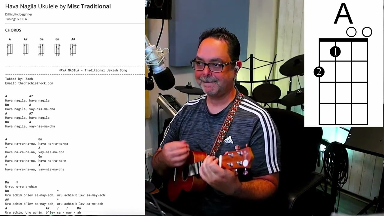 Hava Nagila Ukulele In Dm by Mr. Velez / Chords charts & Music track in the description