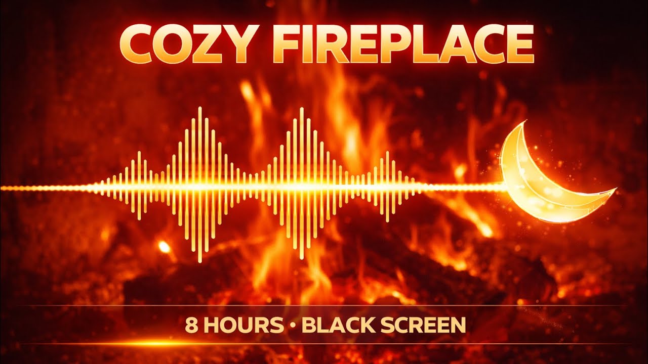 8 Hours Cozy Fireplace 🔥 Black Screen for Deep Sleep