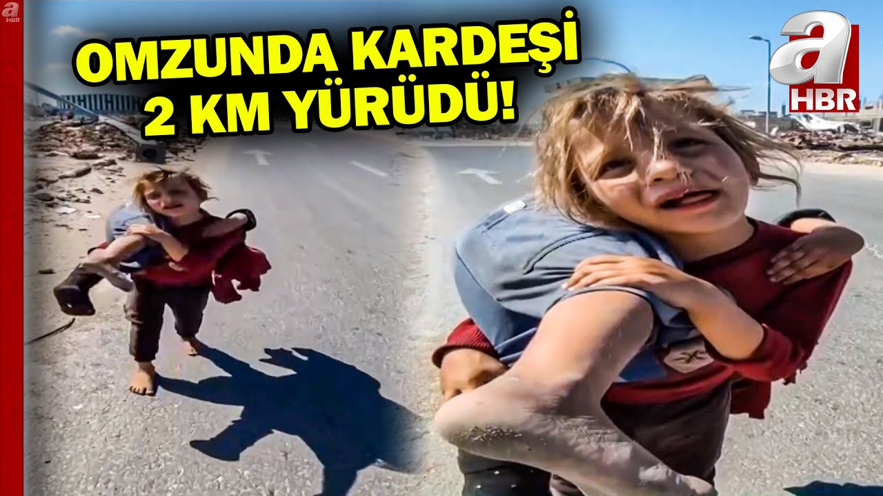 Yürek burkan görüntü! Gazzeli küçük kız yaralı kardeşini sırtında taşıdı | A Haber