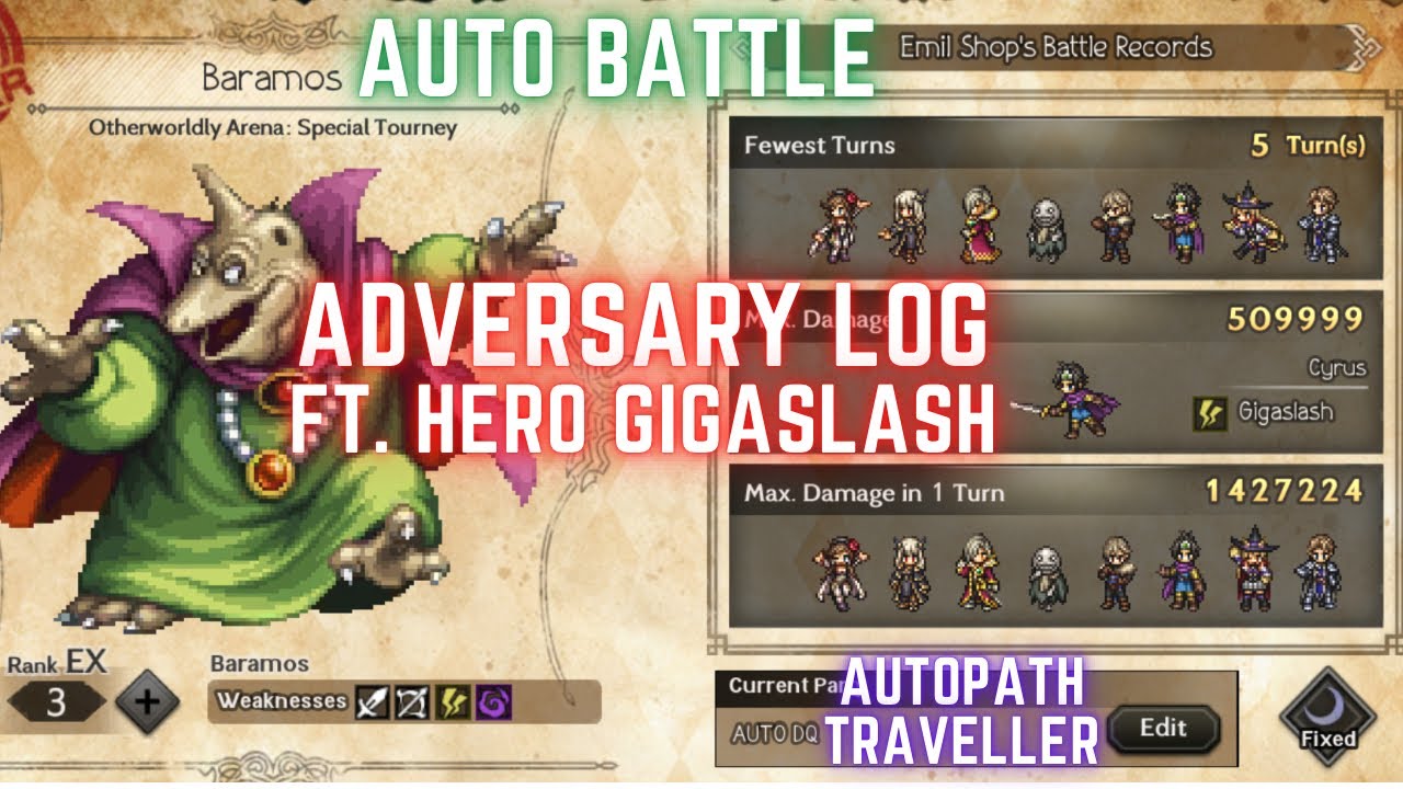 2026 #octopathtraveler #cotc #dragonquest Collaboration AUTO BATTLE Adversary Log EX3 ft. The HERO