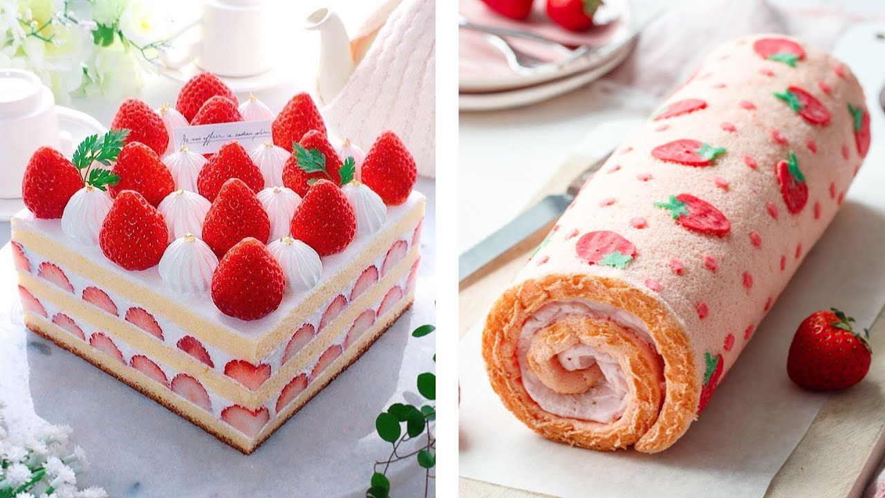 How to make Strawberry Roll Cake Recipe 🌹🌹🌹 Strawberry Cheesecake Recipes