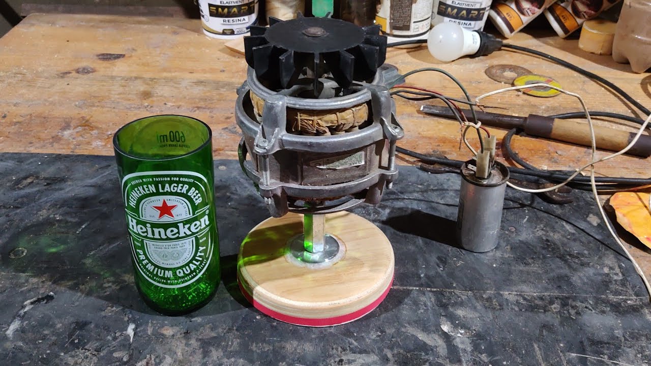 Como fazer Máquina caseira para lixar copos de garrafa de vidro