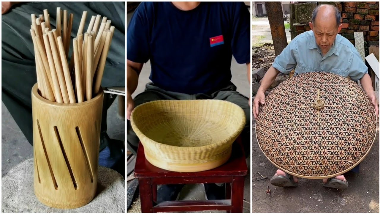 Bamboo Crafts - Old man make beautiful bamboo crafts - Making bamboo products #101