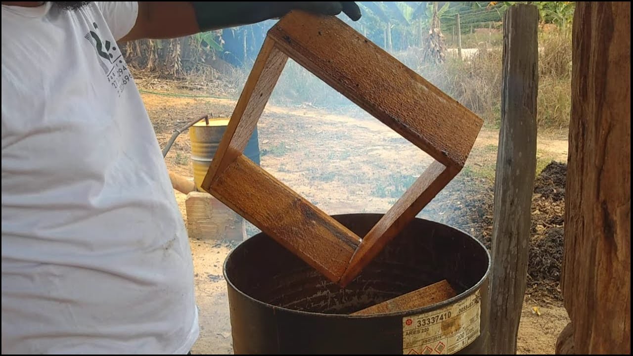 tratamento de caixa de pinus para abelhas 🐝🐝 fritando.