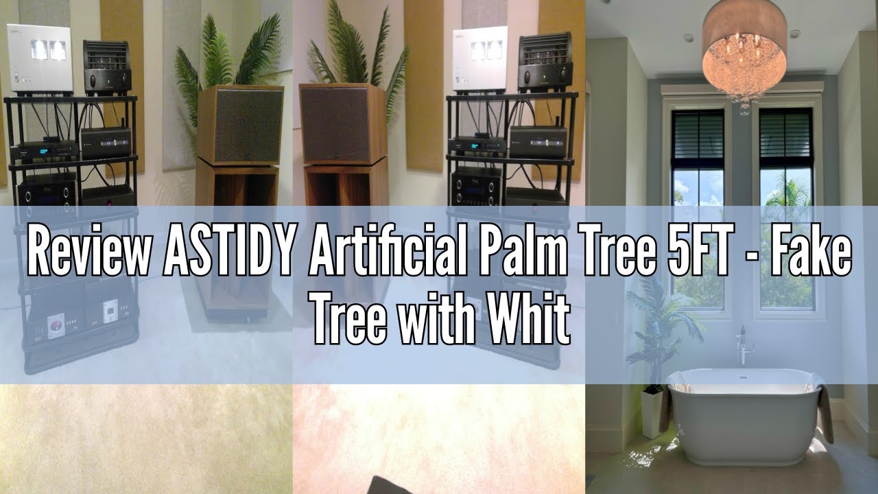 Review ASTIDY Artificial Palm Tree 5FT - Fake Tree with White Tall Planter - Faux Tropical Areca Flo