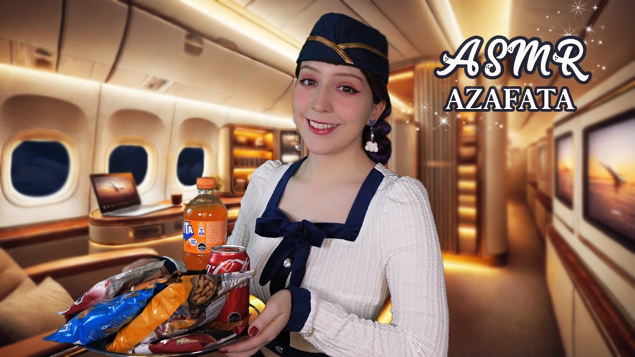 ⭐Vuelo a Japón ASMR: ✈️Azafata te cuida con servicio de primera clase 💆‍♀️