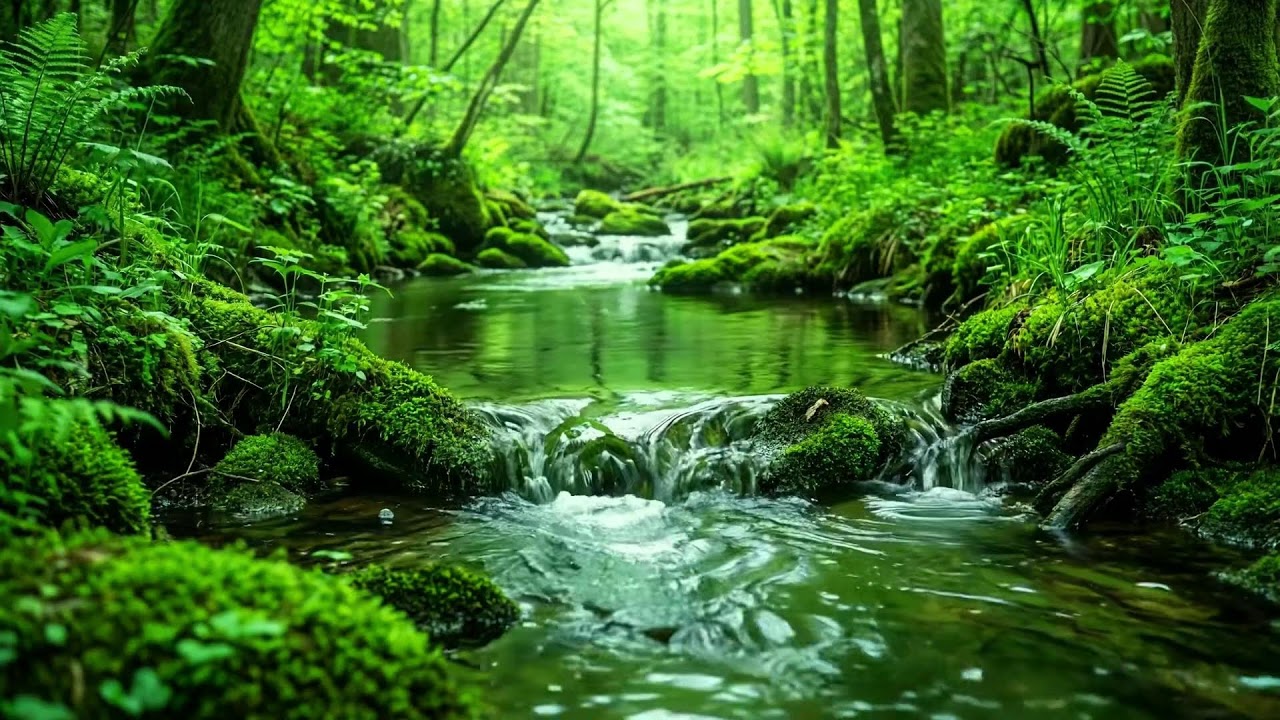 Babbling Brook in Forest with Birds Singing, Nature Sounds to Help Sleep, Focus, and Relax Deeply