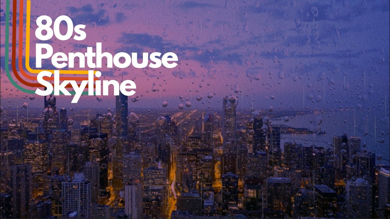 📼🦩80s Penthouse Skyline Ambience | Sunset & Rain Sounds