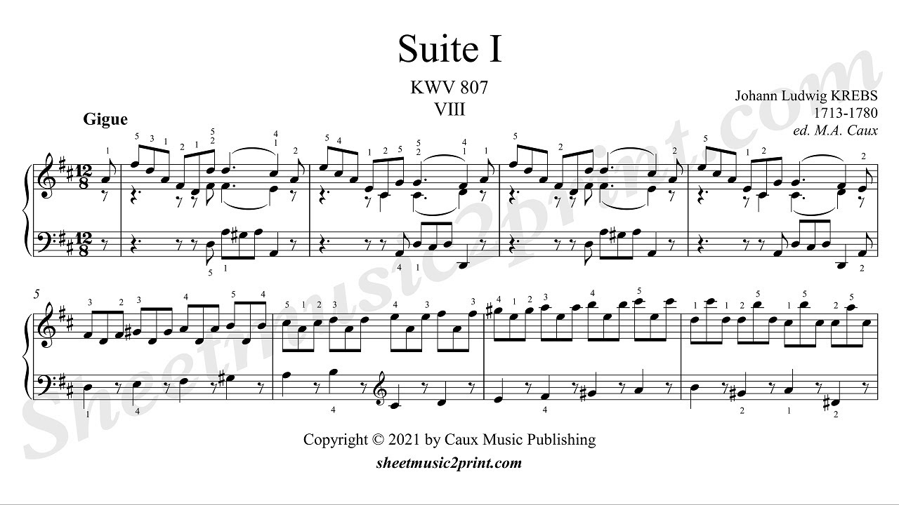 Krebs : Gigue from Suite 1 in D Major, KWV 807