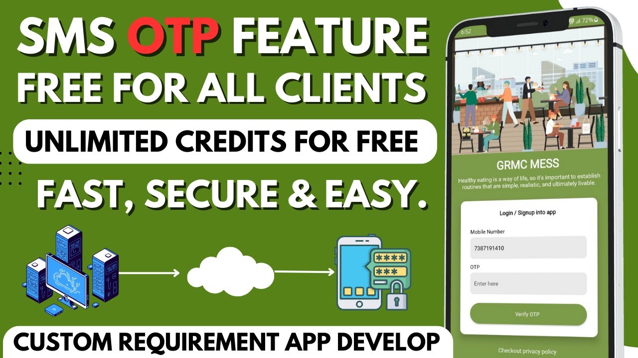 Free Sms OTP Feature Mobile Auth for all Clients 📱 Get Free API for Android App Development | Rappid