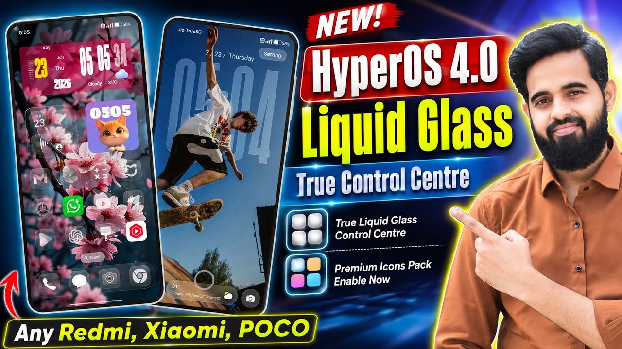 HyperOS 4.0 True Liquid Glass Icons, Control Centre Enable Now, Unlock Primium Liquid Glass