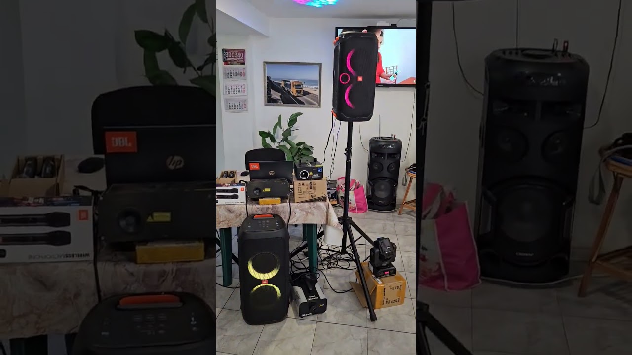 Easy saturday party set-up with  2 x JBL Partybox 110 + Partybox 310,clear and bassy sound!