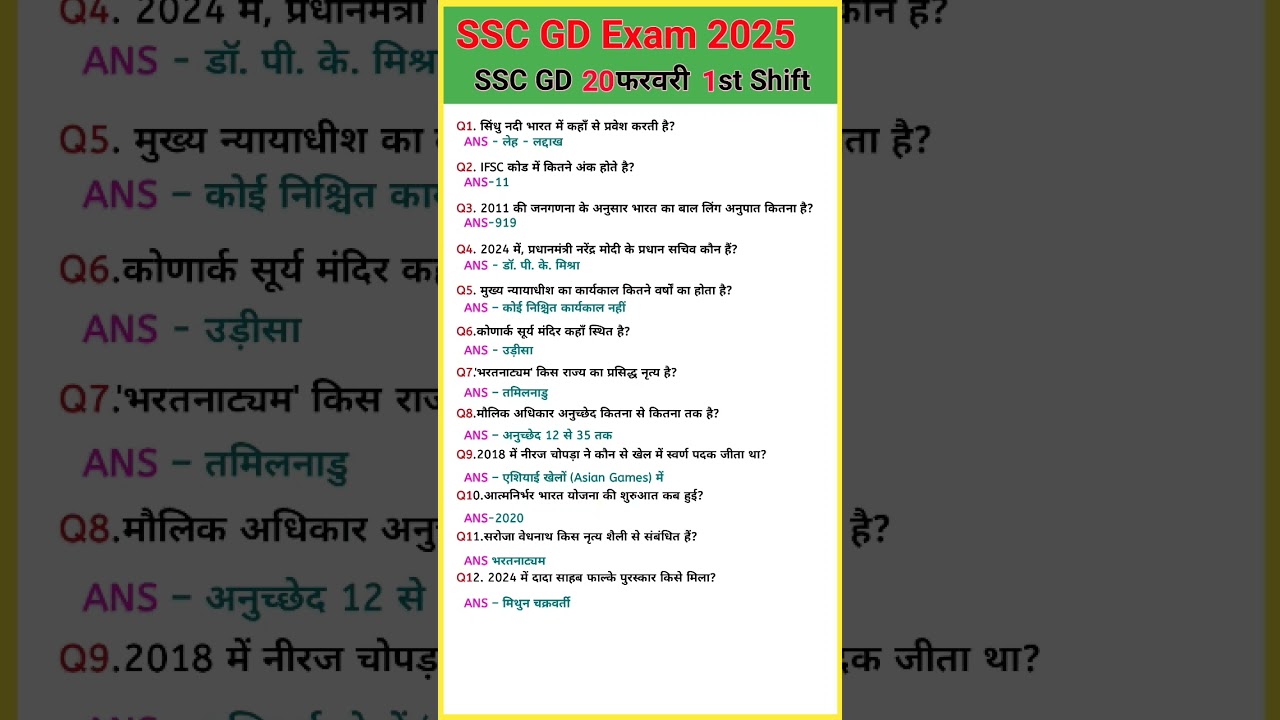 SSC GD Exam Analysis 2025|SSC GDQuestion Paper 2025 |20Feb 1st Shift |SSC GD Paper Solution