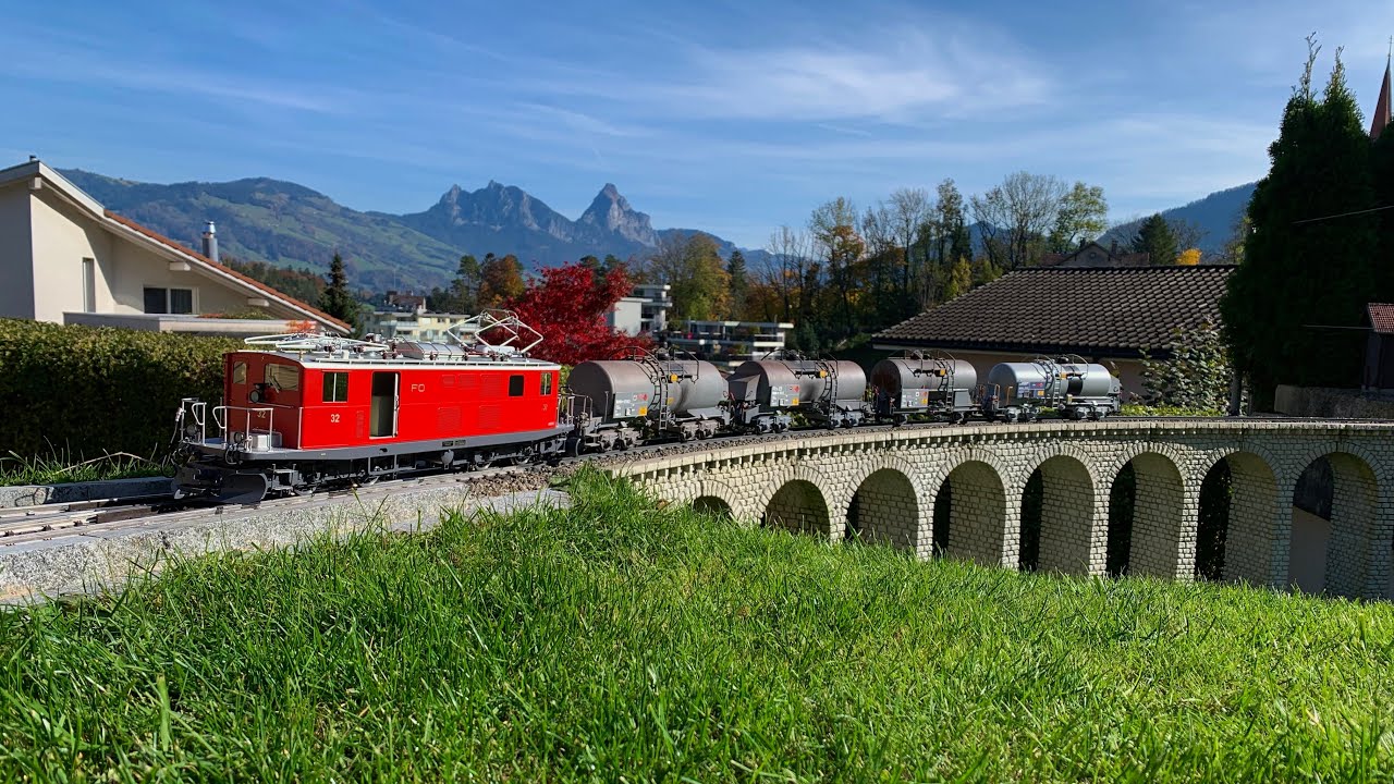 Erster Arbeitstag der Kiss FO HGe 4/4i auf der Schönegg Gartenbahn