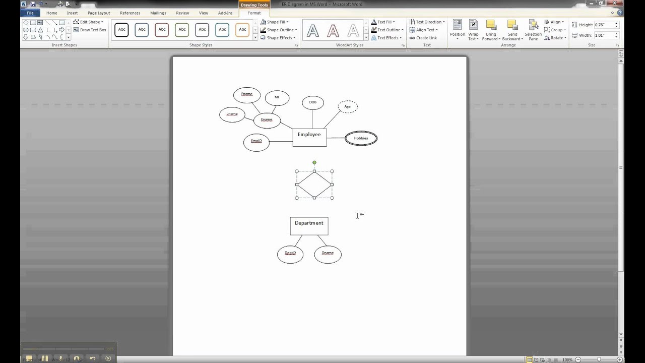 ER Diagram in MS Word Part 6 - Creating A Relationship