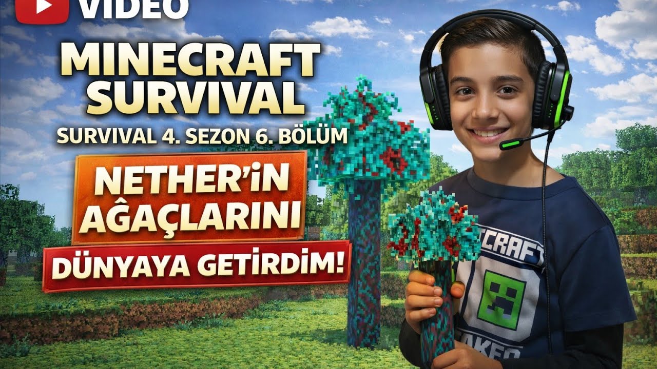 Minecraft survival 4. Sezon 6.bölüm NETHERIN AĞAÇLARINI DÜNYAYA GETİRDİM