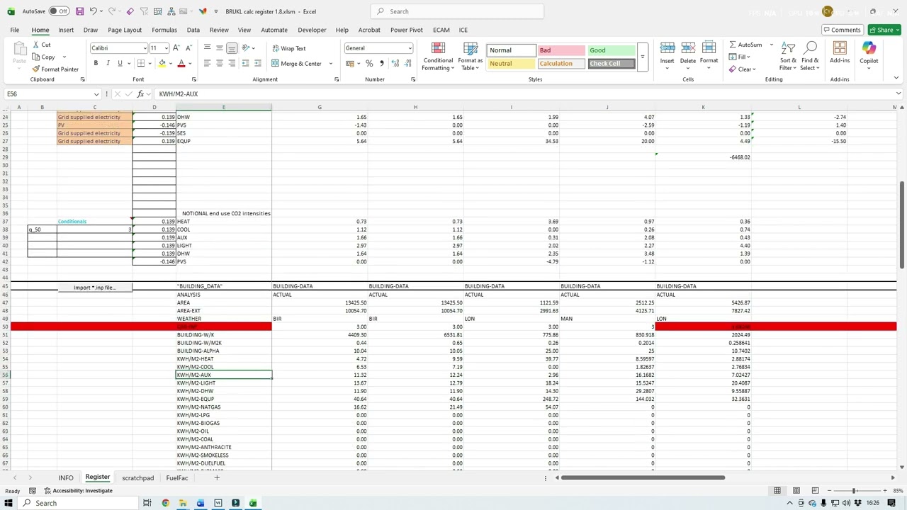 Excel BRUKL register