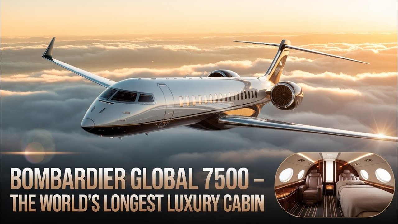 Bombardier Global 7500 – The Private Jet That Can Fly Halfway Around the World Without Stopping 🌍