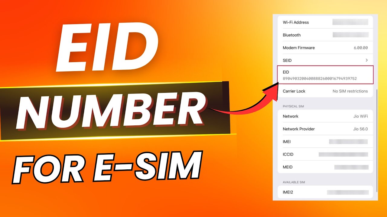 Идентификационный номер EID для eSIM | Как найти идентификационный номер EID для eSIM