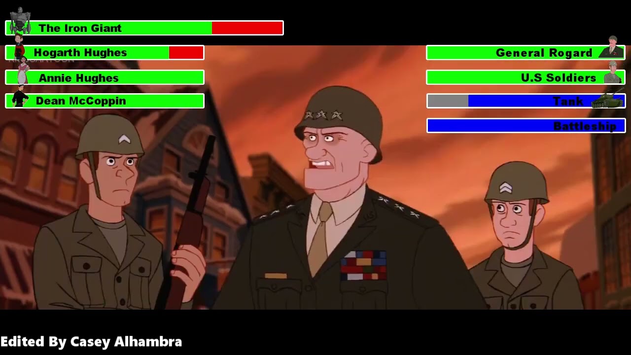 The Iron Giant (1999) Final Battle with healthbars 2/2