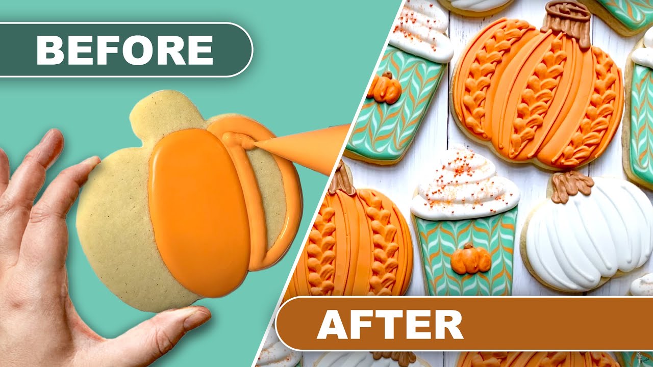 Decorating Autumn Pumpkin Spice Latte Cookies