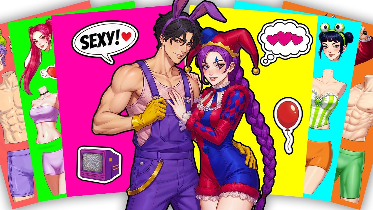 My sexy Pomni in The CIRCUS 🤡♥️ HUNTRIX RUMI x SAJABOYS JINU - KPOP DEMON HUNTERS | Sticker Book DIY