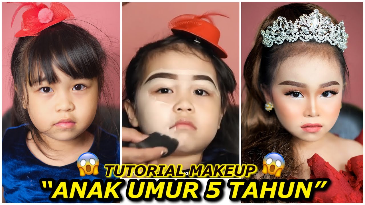 TUTORIAL MAKEUP ANAK UMUR 5 TAHUN JADI DEWASA | JADI SYAHRINI?😱